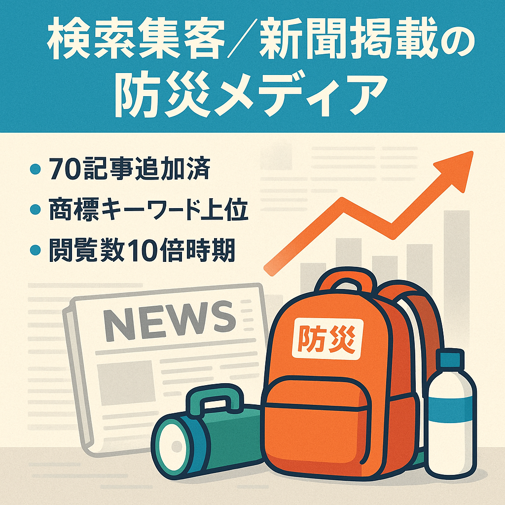 【PV急上昇中】SEO集客・新聞メディアに掲載された防災メディア