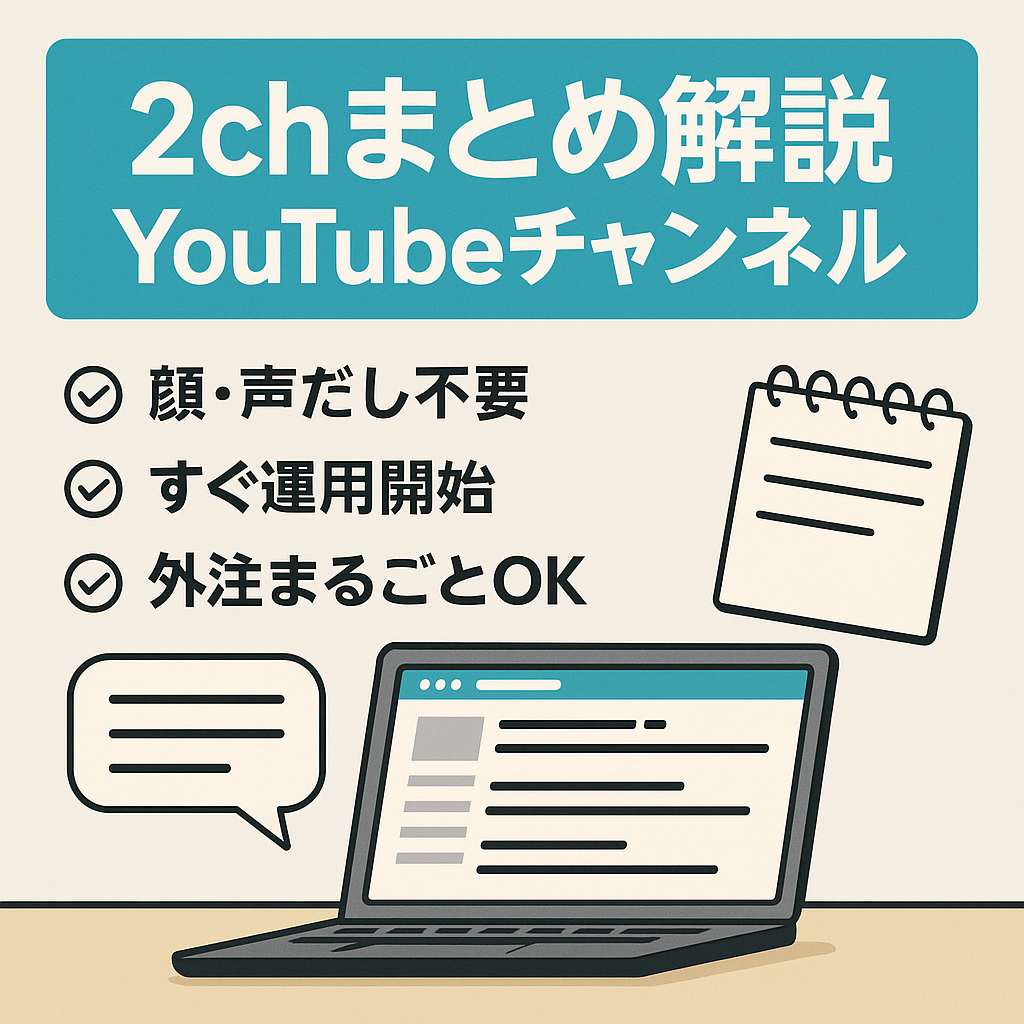 【顔出し・声出し不要】２chまとめ解説Youtubeチャンネル譲渡