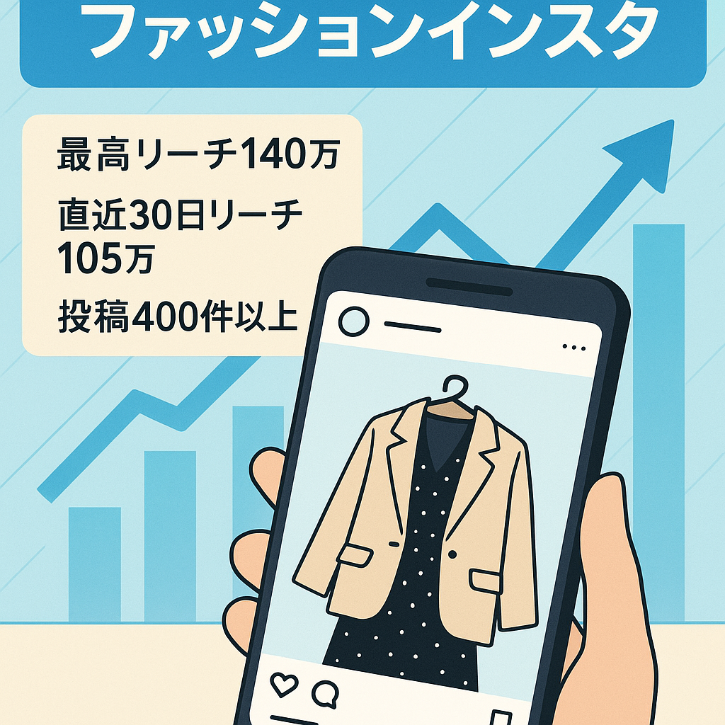 【インスタフォロワー1，9万人】最高月間リーチ数200万人以上のファッションアカウント