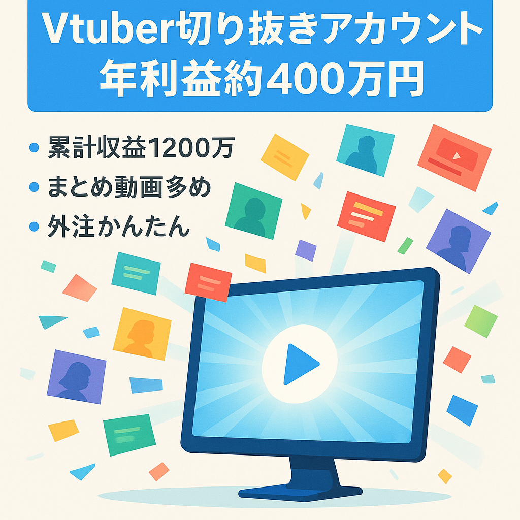 【年利益約400万円】大手Vtuber事務所切り抜きアカウント【属人性なし・完全外注化可能】【警告無し】