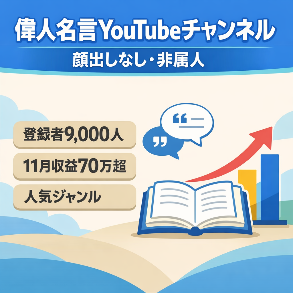 【登録者9,000人/最高月収70万円】人気の偉人名言系YouTubeチャンネル／顔出しなし・非属人