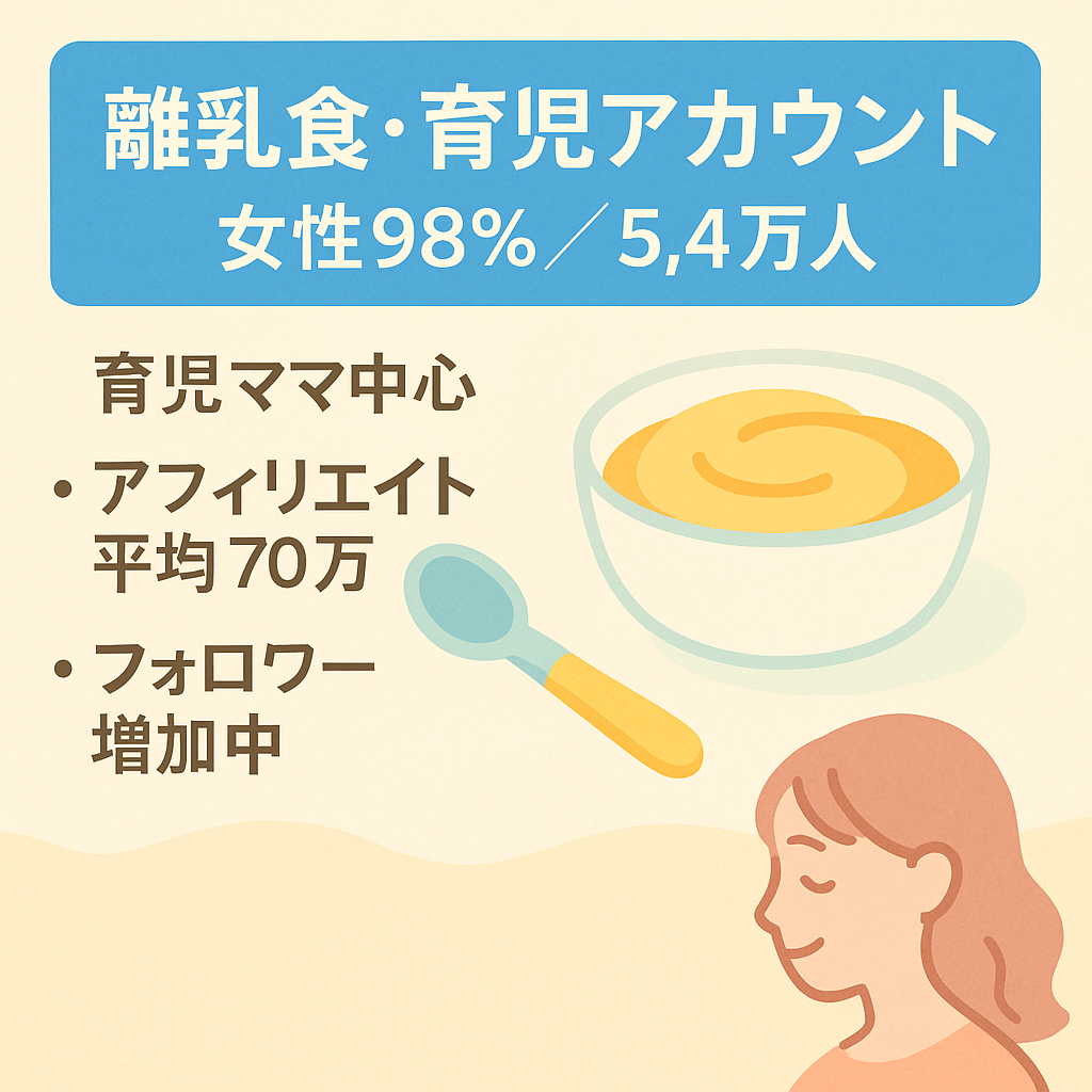 5.4万人フォロワー（女性98%） | 離乳食・育児アカウント