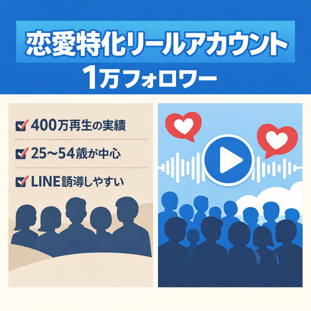 【恋愛特化リールアカウント｜1万フォロワー｜400万再生実績】