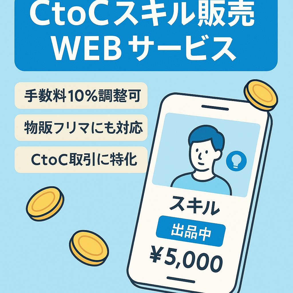 【CtoC】ユーザーがスキルを出品して売買できるWEBサービスです