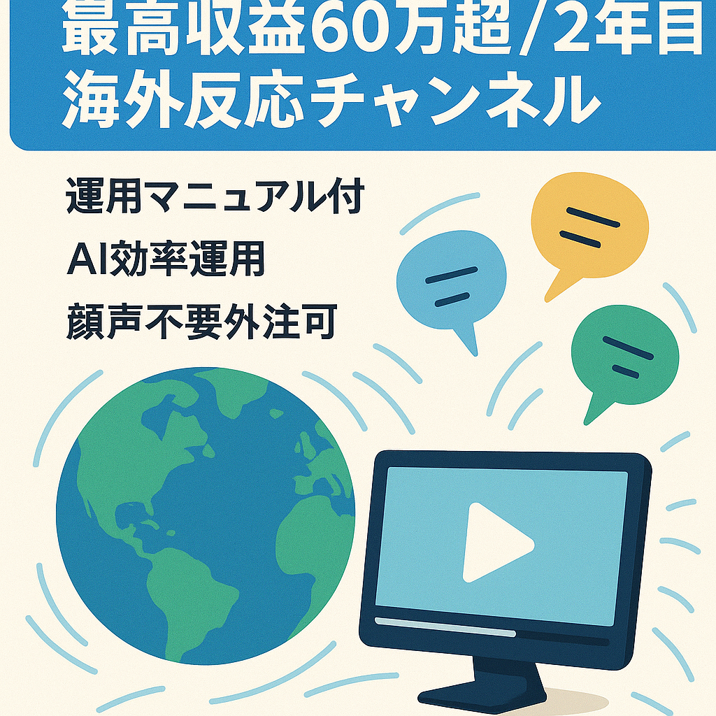 【最高収益60万超え】運用２年目の海外の反応系チャンネル【AI効率運用/属人性なし/フル外注可】