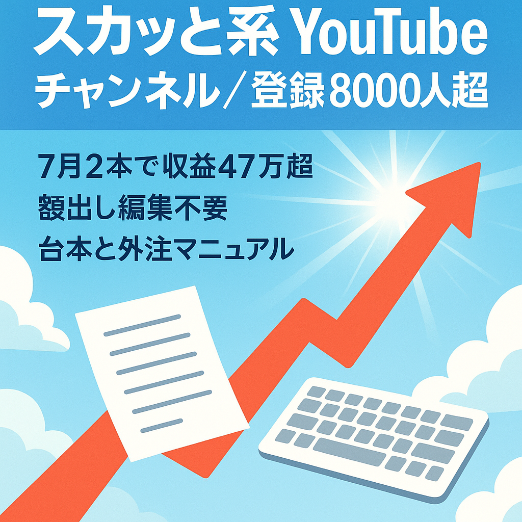 【7月投稿2本で収益47万円以上！】スカッと系YouTubeチャンネル【登録者8000人越え】