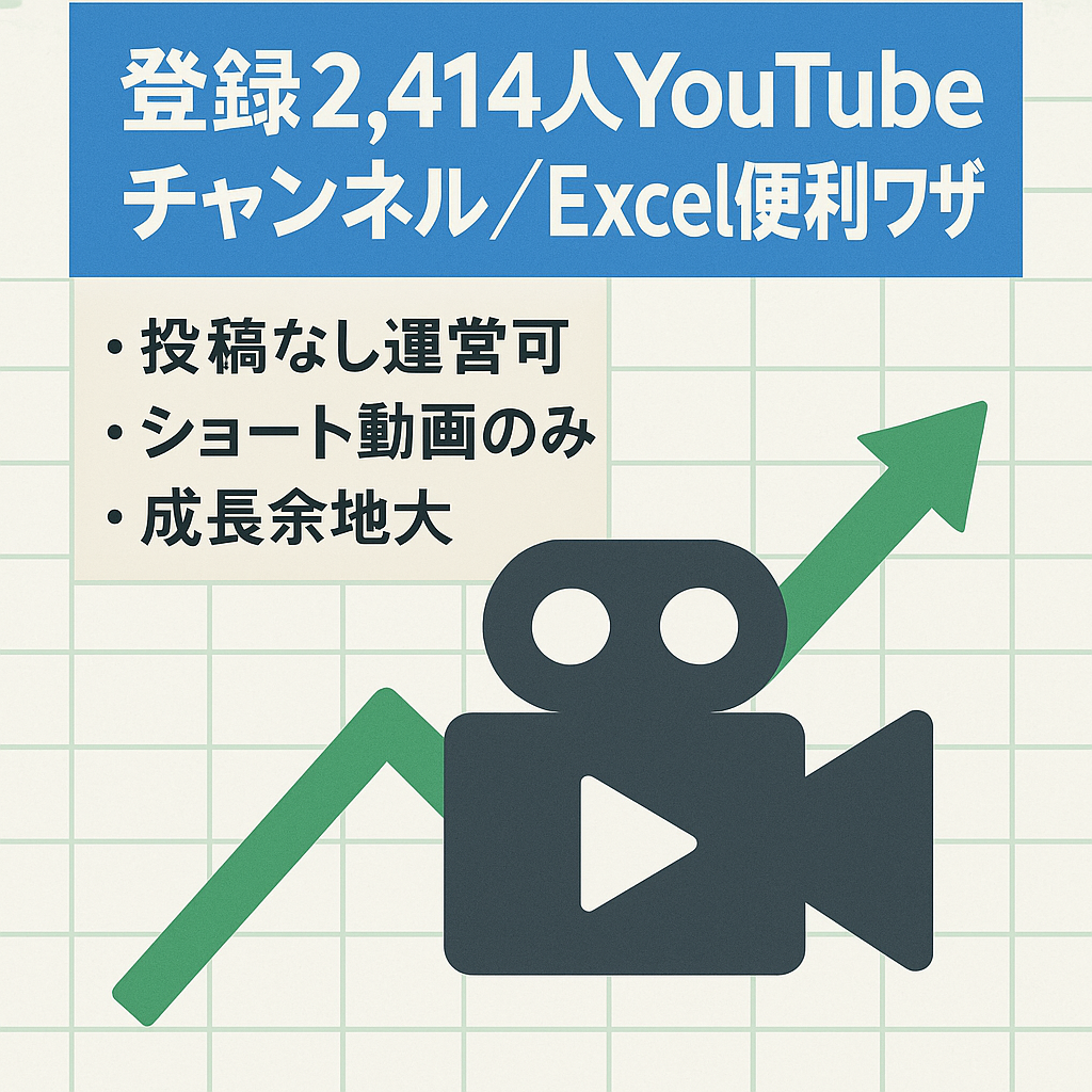 【属人性なしYouTube】運用2か月で登録者2,414人/ネタが豊富なExcel便利ワザジャンル/総フォロワー20,137人