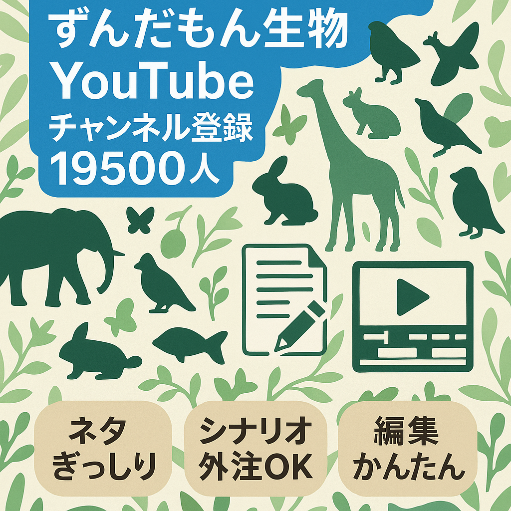 【チャンネル登録者19500人/非属性/シナリオ・動画編集外注化済み】ずんだもんの生物チャンネル