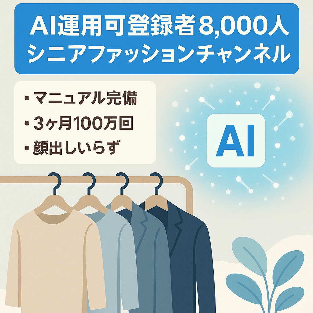 【AI使用】マニュアル完備｜シニア層向けファッション系チャンネル｜登録者8,000人