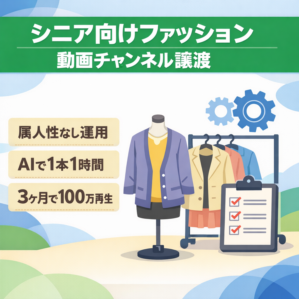 【AI使用】マニュアル完備｜シニア層向けファッション系チャンネル｜登録者9400人