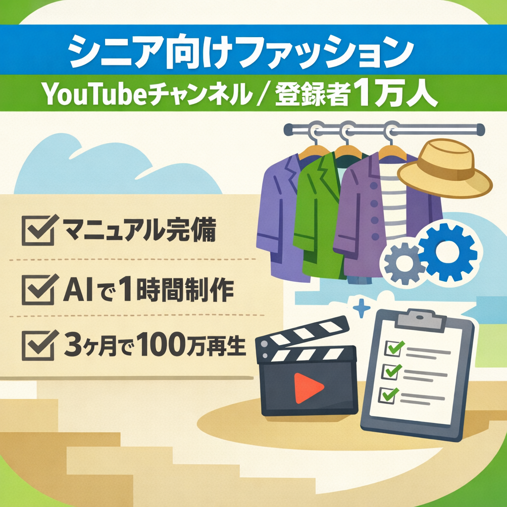 【AI使用】マニュアル完備｜シニア層向けファッション系チャンネル｜登録者10000人