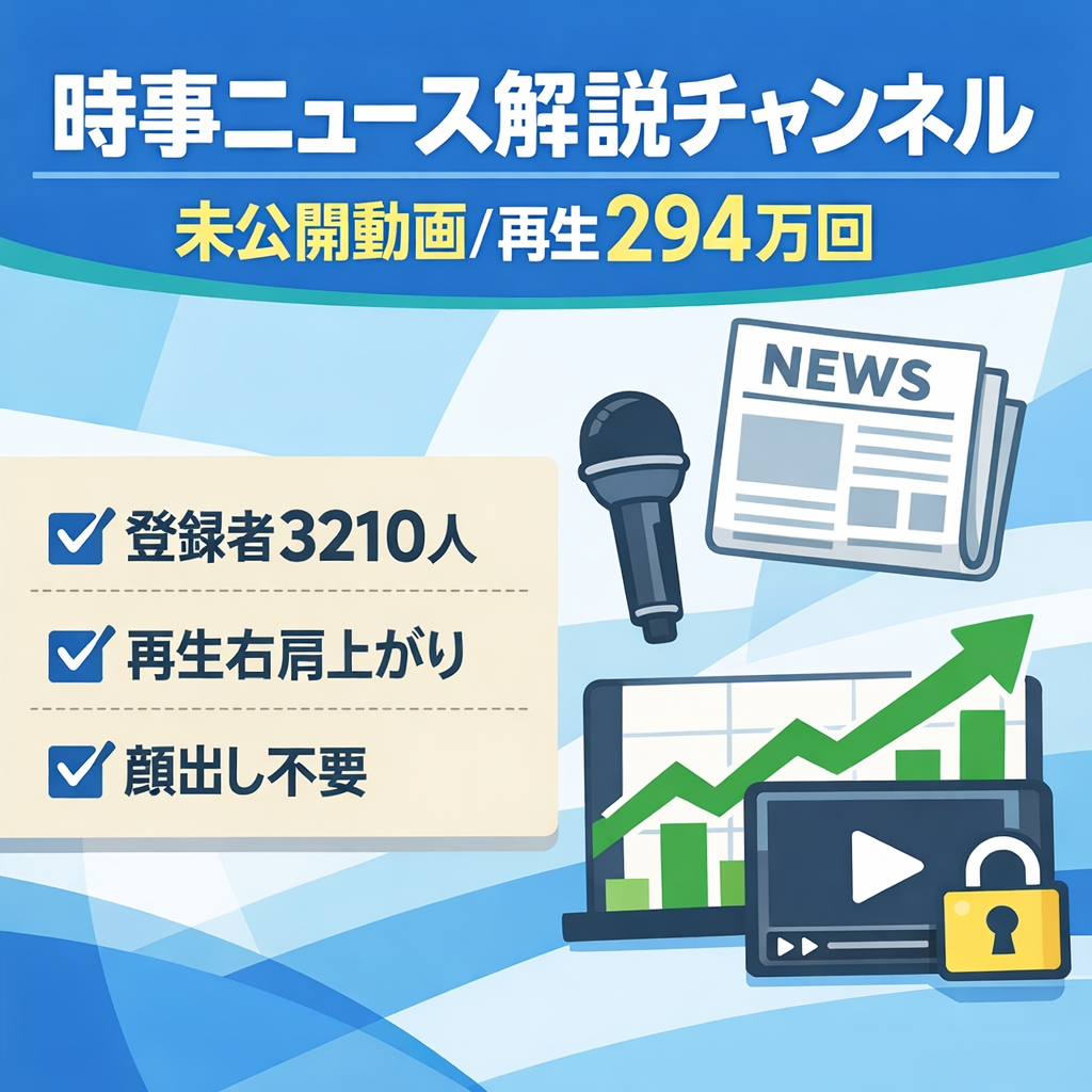 【時事ニュース解説チャンネル】総再生294万回・登録者3,210人/未公開動画あり