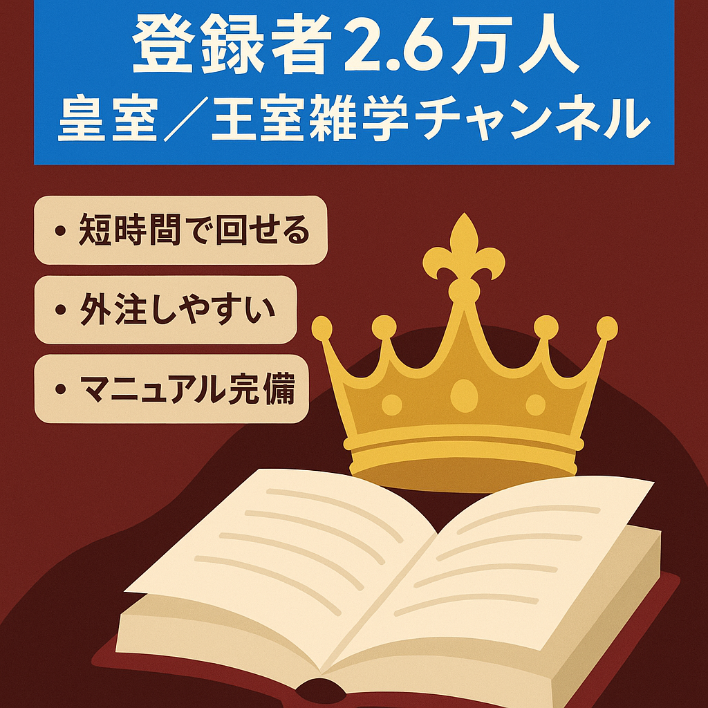 【登録者26,000人】皇室/王室系の雑学チャンネル　すぐに運用可能な非属人ch
