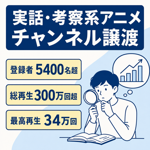 【訳あり】実話・考察系アニメチャンネル｜最高再生34万回｜登録者5400名超