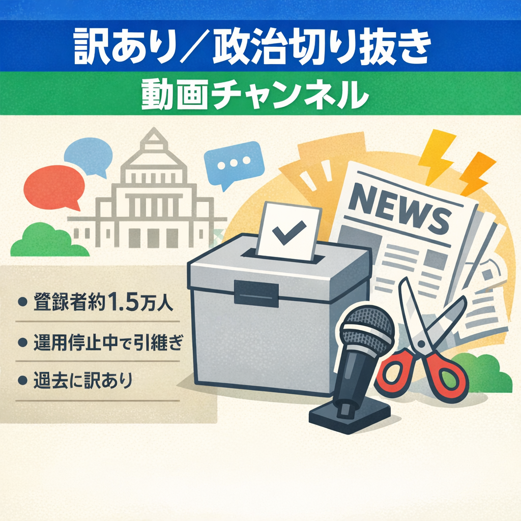 訳あり：切り抜き：政治系特化チャンネル｜登録者数15,000人｜選挙の度に話題になる｜運用停止中のためお譲りします　【過去に訳あり】