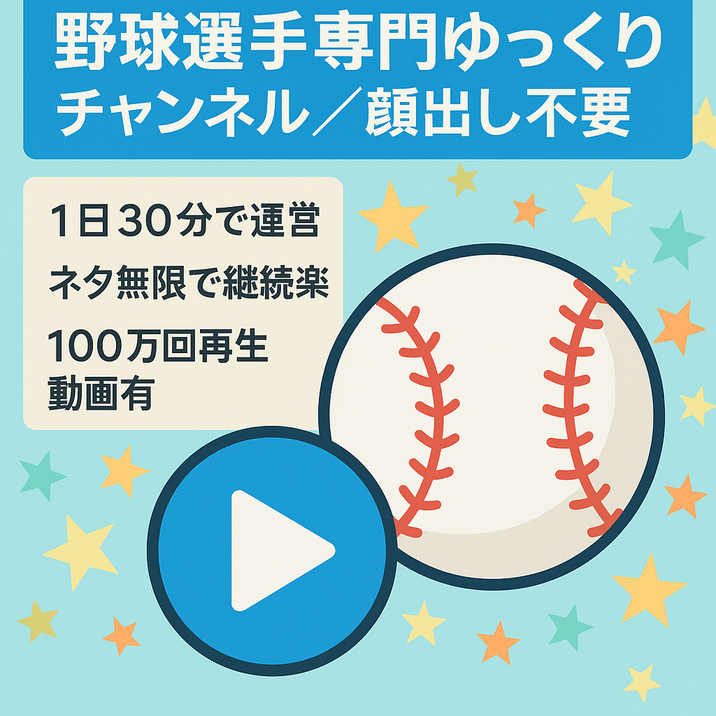 【最終値下げ】誰もが知ってる某野球選手専門ゆっくりチャンネル【顔出し不要/属人性なし/ネタ無限】1日30分の作業で運営可能！