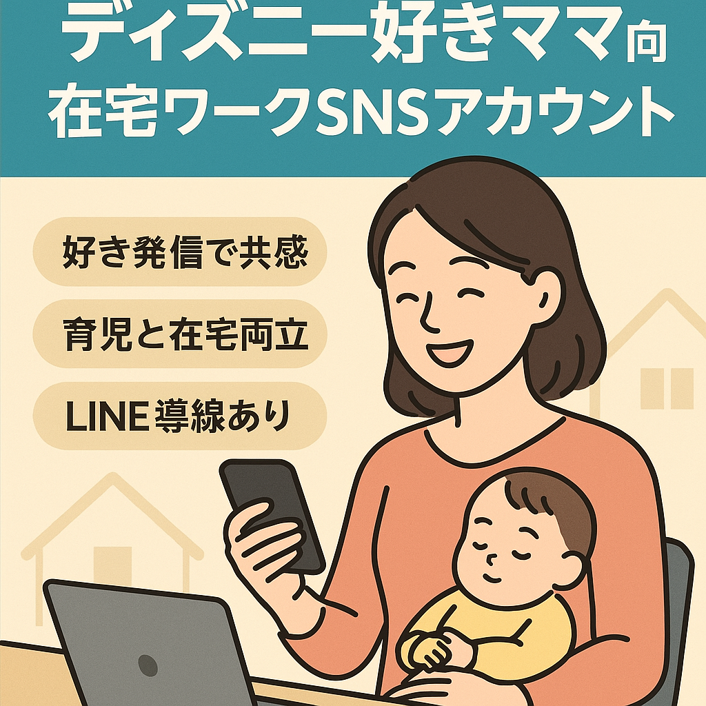 【ママ向け×在宅ワーク訴求】ディズニー好き主婦の夢実現アカウント｜フォロワー1,100人超え！