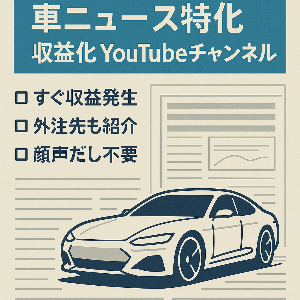【収益化済・非属人・訳あり】車の最新ニュースをもとにしたYoutubeチャンネル【外注紹介可能】