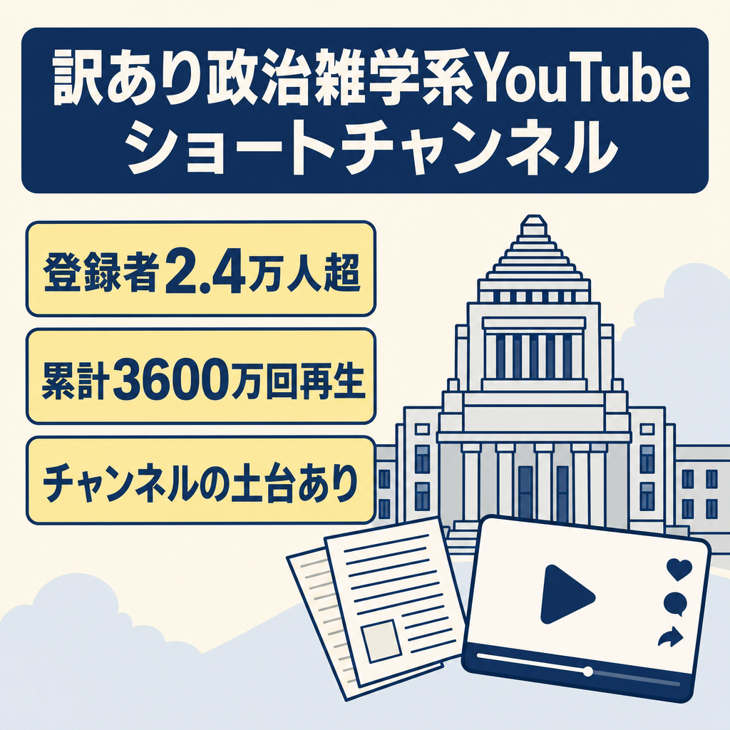 訳あり【登録者数2.4万人】政治雑学系YouTubeショート特化チャンネル
