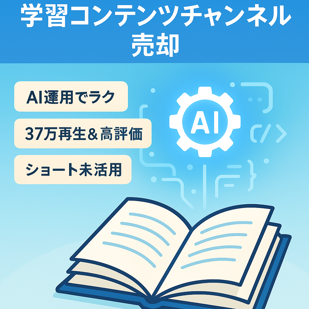 【開設4ヶ月で登録者2.5万人超】学習コンテンツチャンネル/属人化なし/トレンド左右なしで長期的に収益が望めます