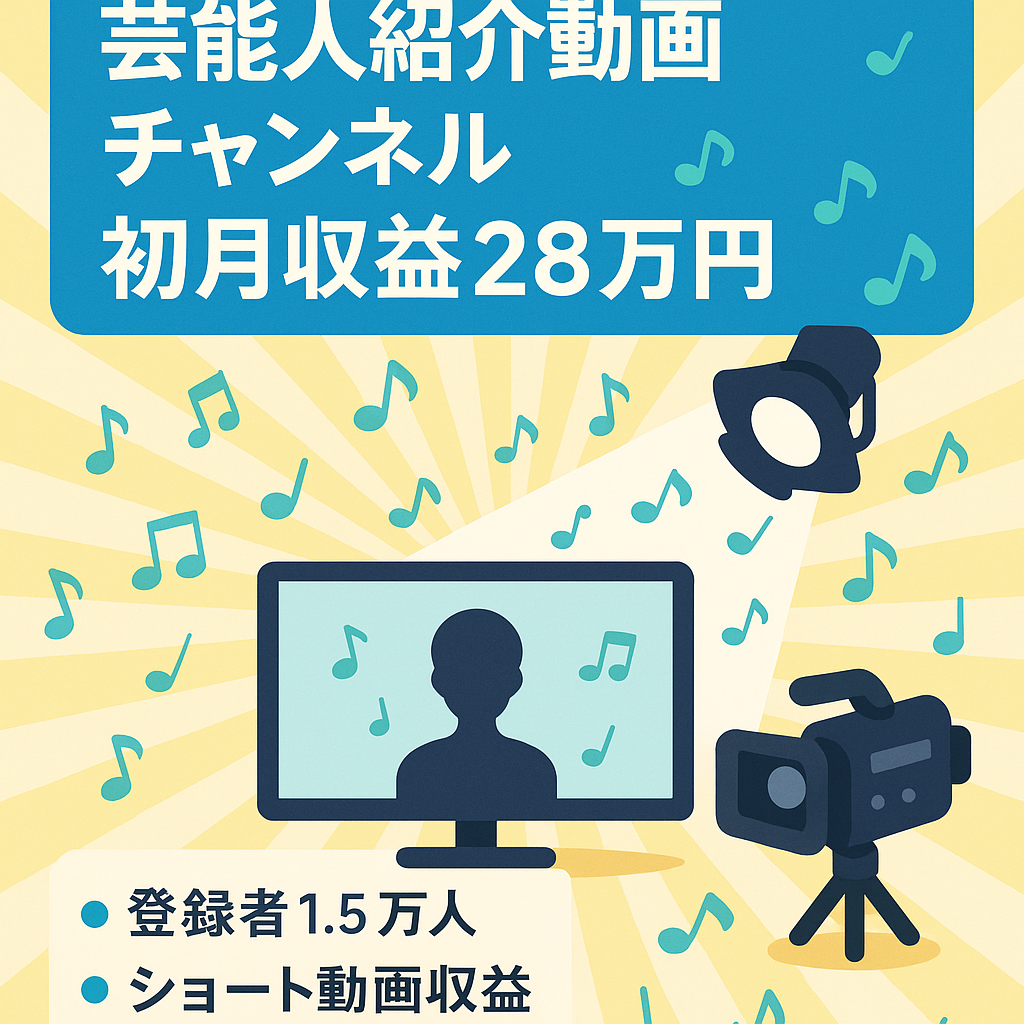 【初月収益28万円】2ヶ月で登録者15000人越えの芸能人紹介CH、【フル外注可能/属人性無し】