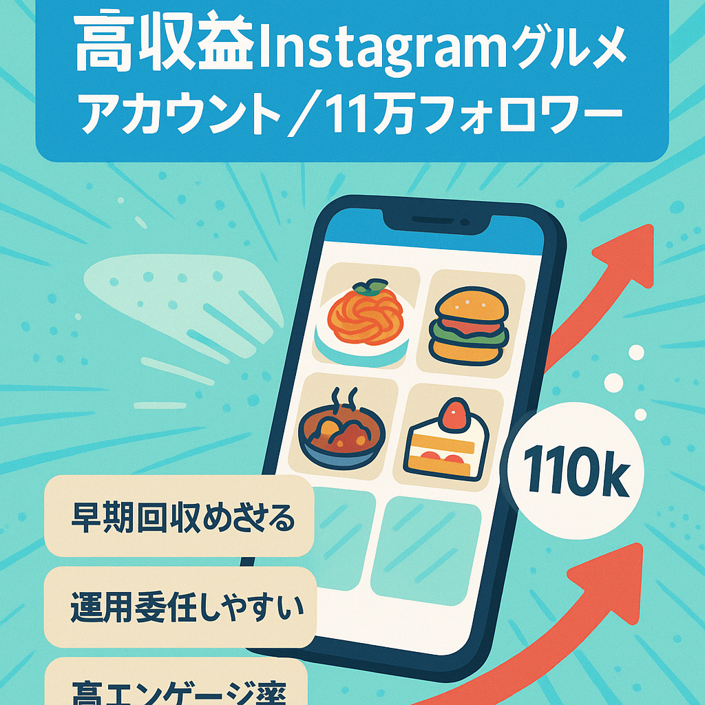 【高収益】非属人的Instagramグルメアカウント【純粋フォロワー11万人以上】
