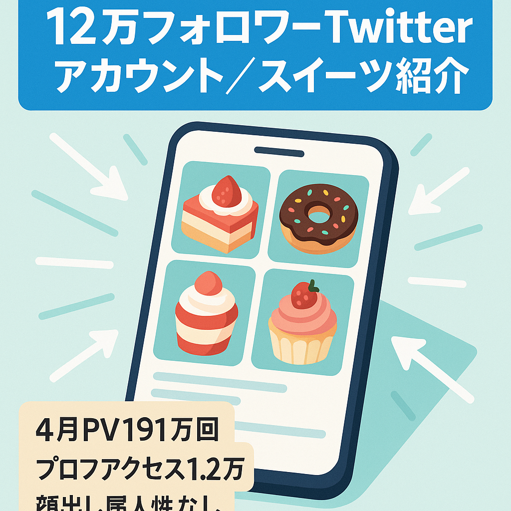 【Twitter"12万人超"】スイーツ紹介4月PV数1,911,214回・4月プロフィールアクセス12,254回 SNSで話題・トレンドトップあり・Chat GPTで楽に！