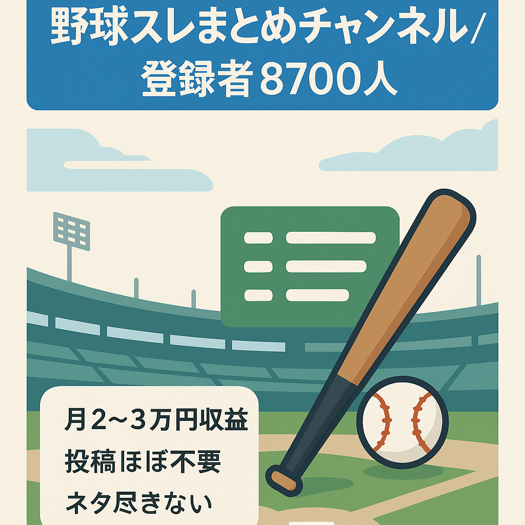 【マニュアル有り】野球スレまとめチャンネル【登録者8700人】