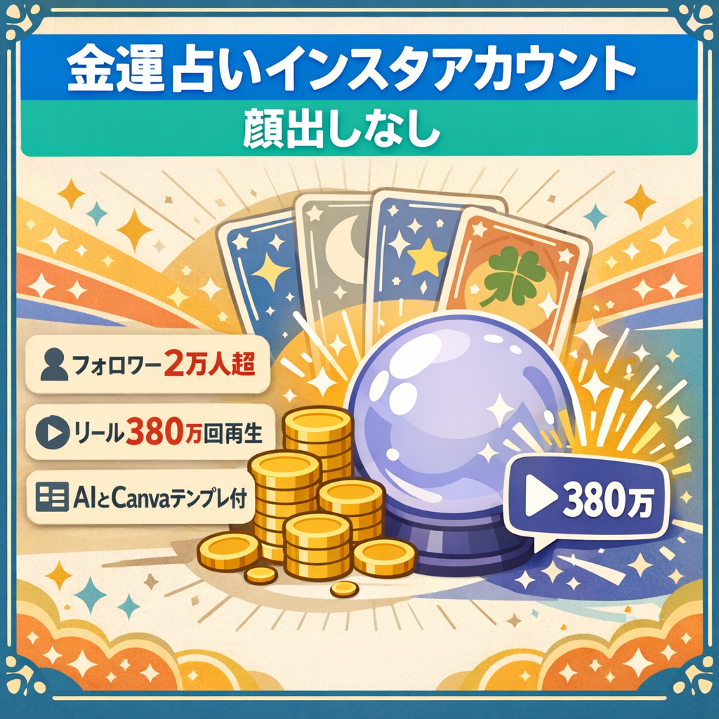 2万人over金運占い・スピリチュアル系Instagramアカウント/投稿・Ｃanvaのテンプレ付きリール動画380万回再生　顔出しなし非属人
