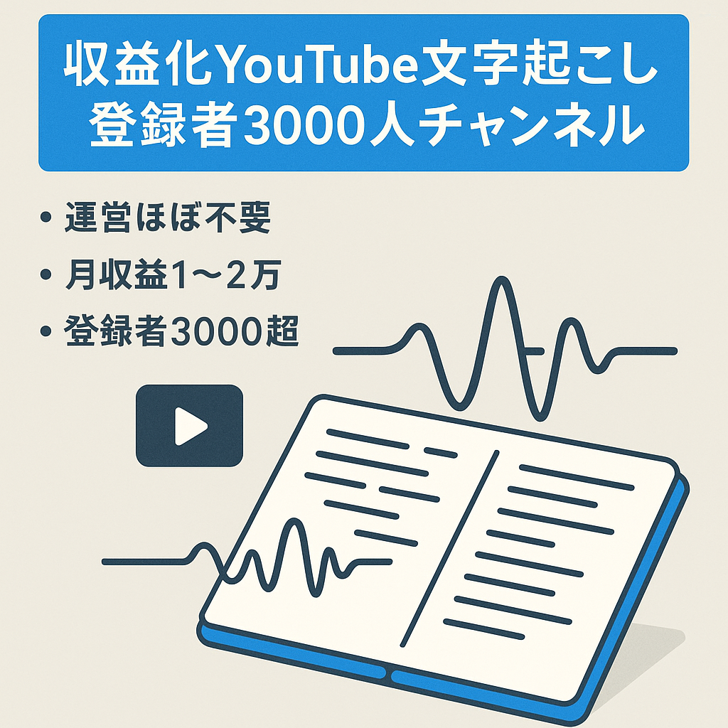 【収益化済】Youtube文字起こしチャンネル登録者3000人以上