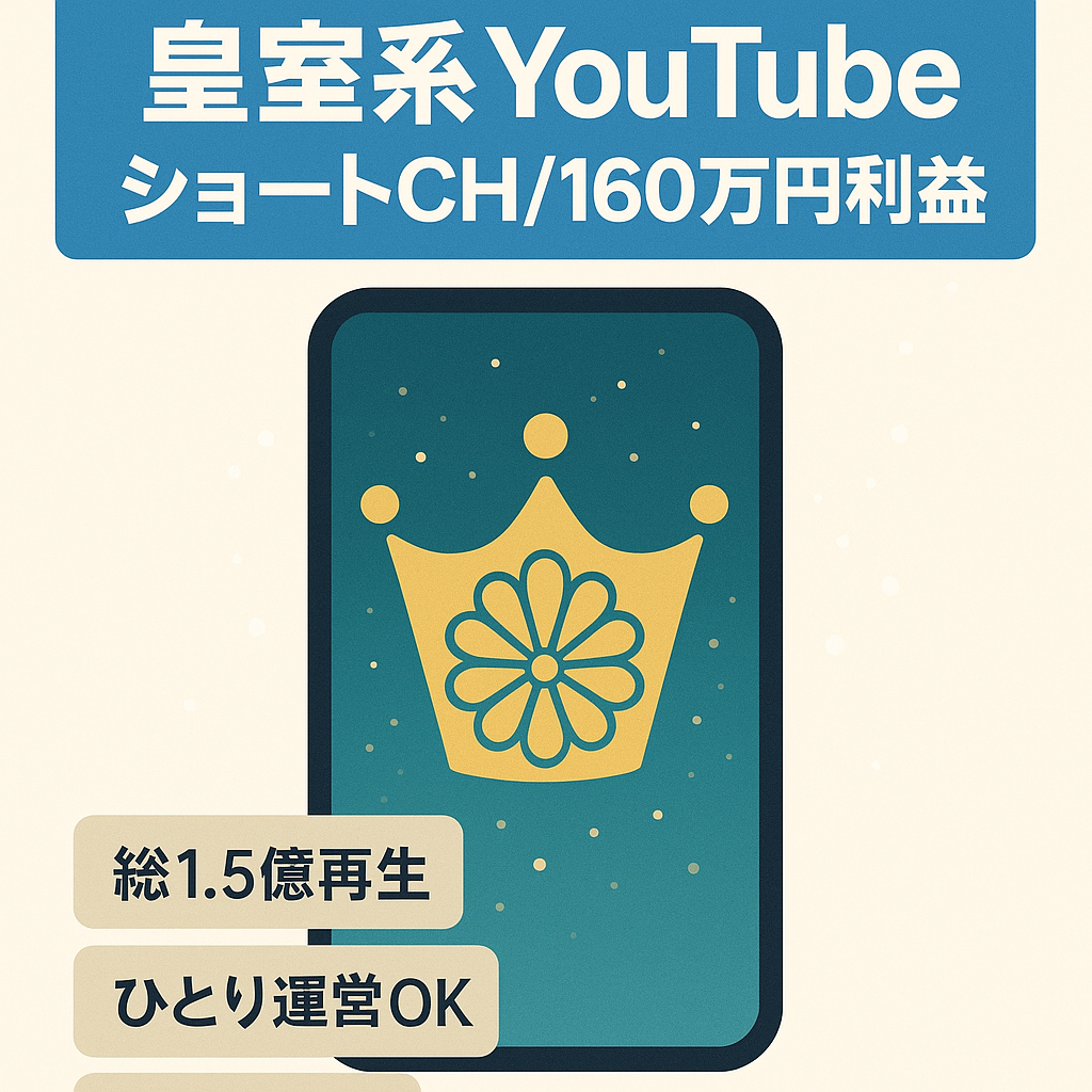 【直近利益160万円】皇室系に特化したYoutubeショートを専門運営しているCH