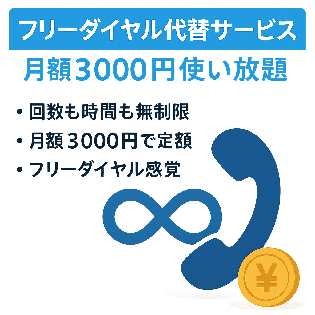フリーダイヤル代替サービス　月額３０００円使い放題