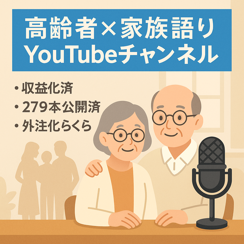 【収益化済・登録者2000人間近】高齢者×家族のナレーションチャンネル｜279本投稿済＆即運用OK！