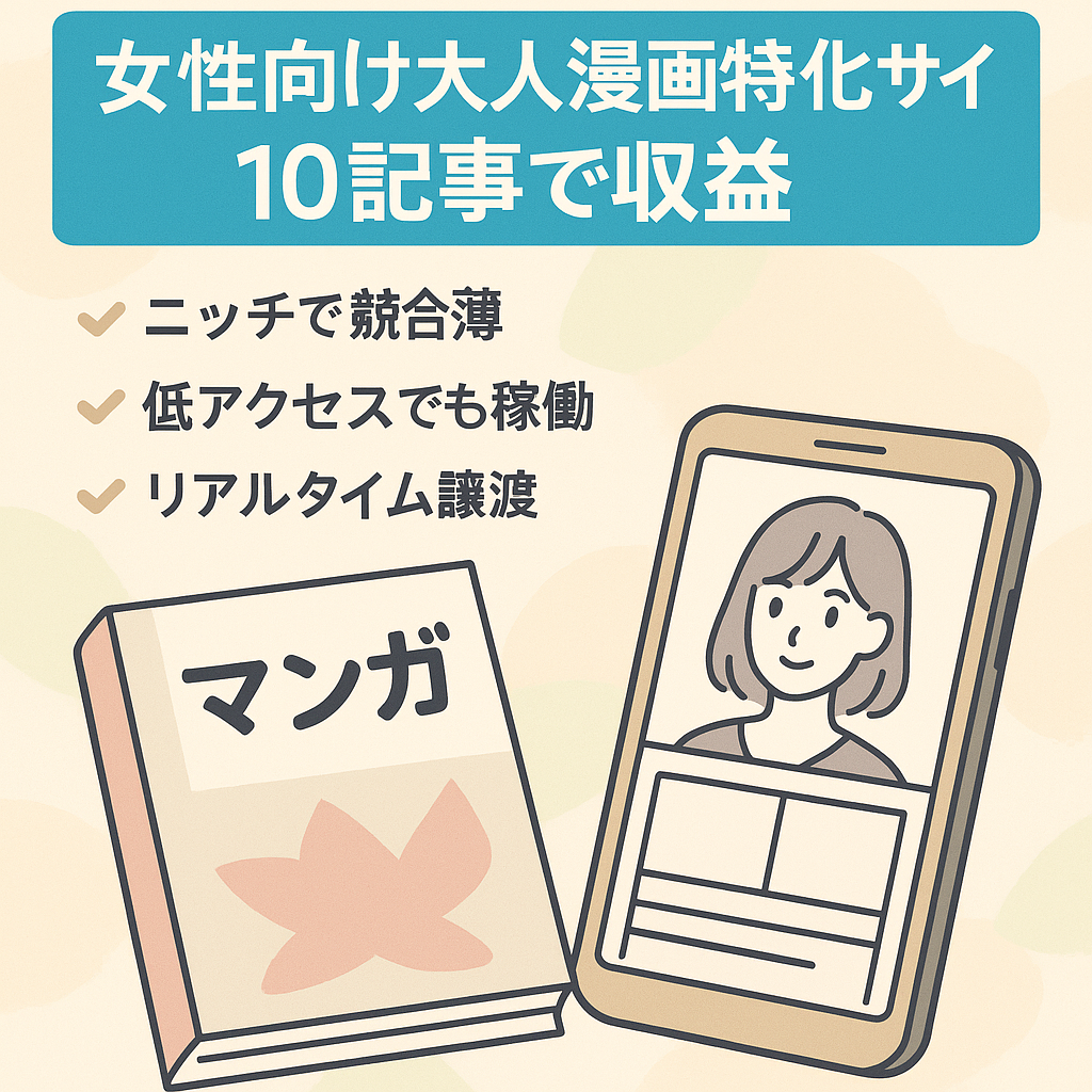 【たった10記事＆少ないPV数で収益化済み】女性向け大人漫画の特化サイト