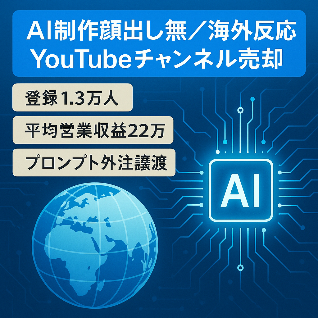 【AIx顔出しなしの海外の反応YouTubeチャンネル】登録者1.3万人、月間報酬額10万～37万円、プロンプトと外注さんも譲渡OK