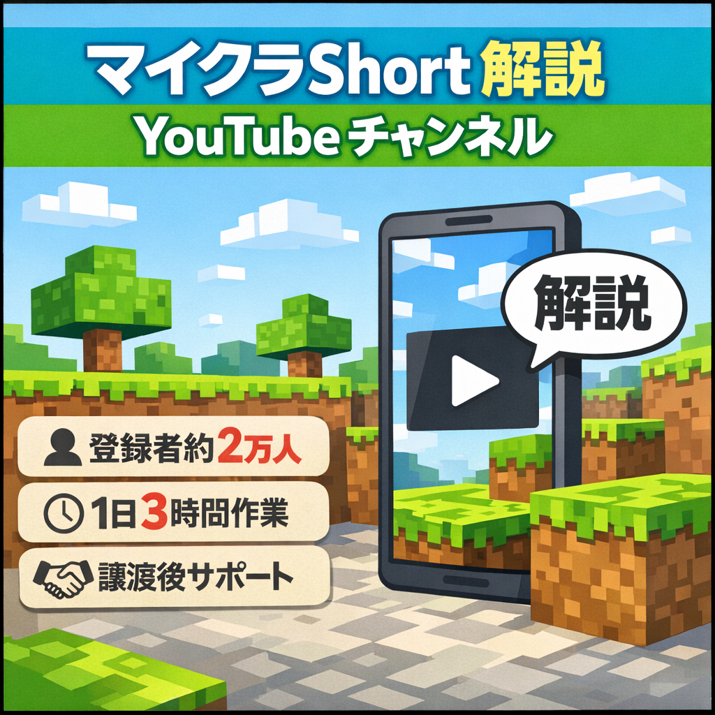 【マイクラShort解説】※最終値下げ※登録者約2万人！1日当たり3時間の作業(非属人)