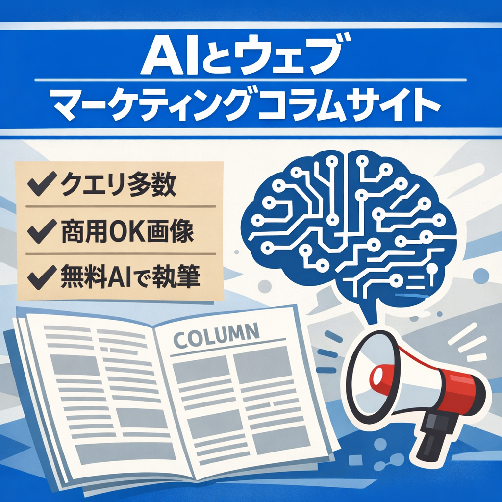 【クエリ多数】AI×WEBマーケティングの問題点をまとめた社会派コラム集【商用利用okの無料素材多数使用・購入後サポート応相談】