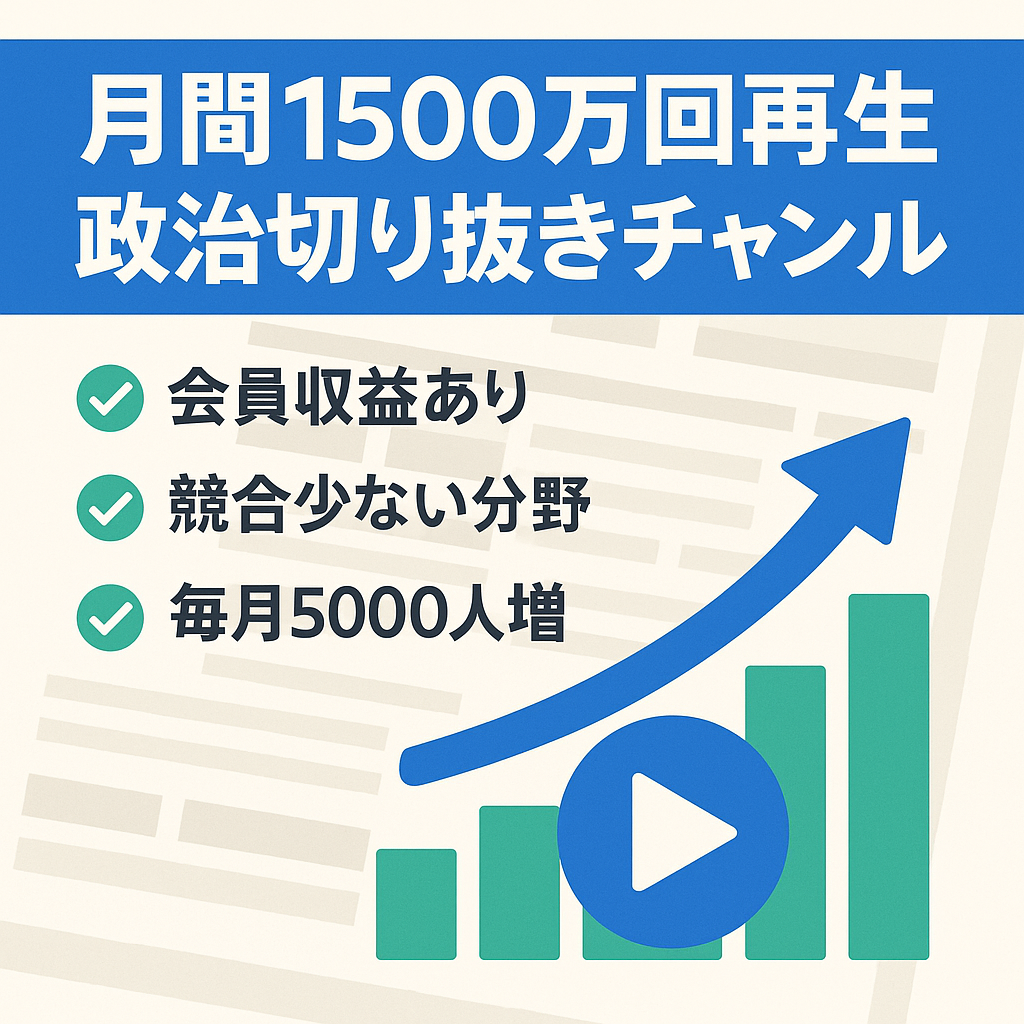 過去1ヶ月で再生回数1500万回以上！政治系切り抜きチャンネル