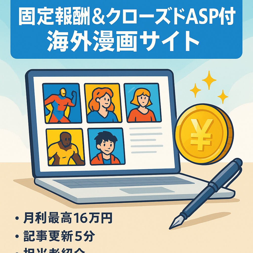 【最高月利16万円】固定報酬＆クローズドASPの担当者を紹介できる海外漫画特化サイト