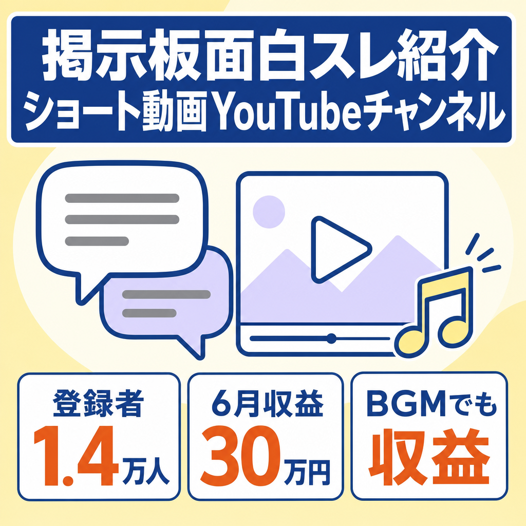 【チャンネル登録者1.4万人/6月収益30万円】2ch面白スレ紹介ショート