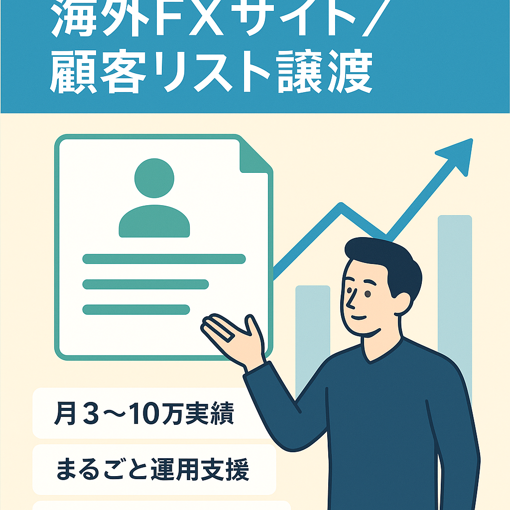 【初心者でも月10万〜】海外FXサイトと顧客リスト譲渡【運用サポートつき】