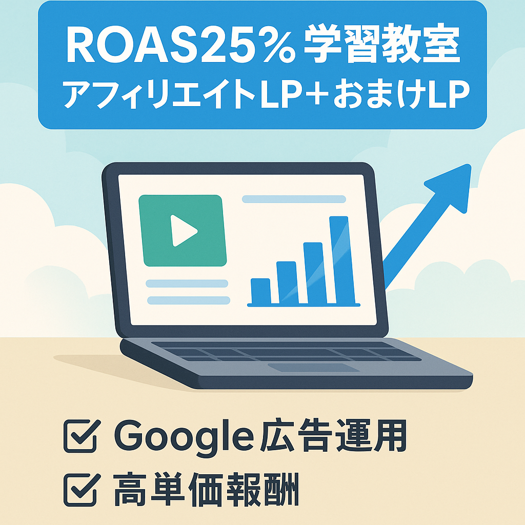 【ROAS253% Google広告出稿】 オンライン専門の学習教室アフィリエイトLP+おまけLP多数