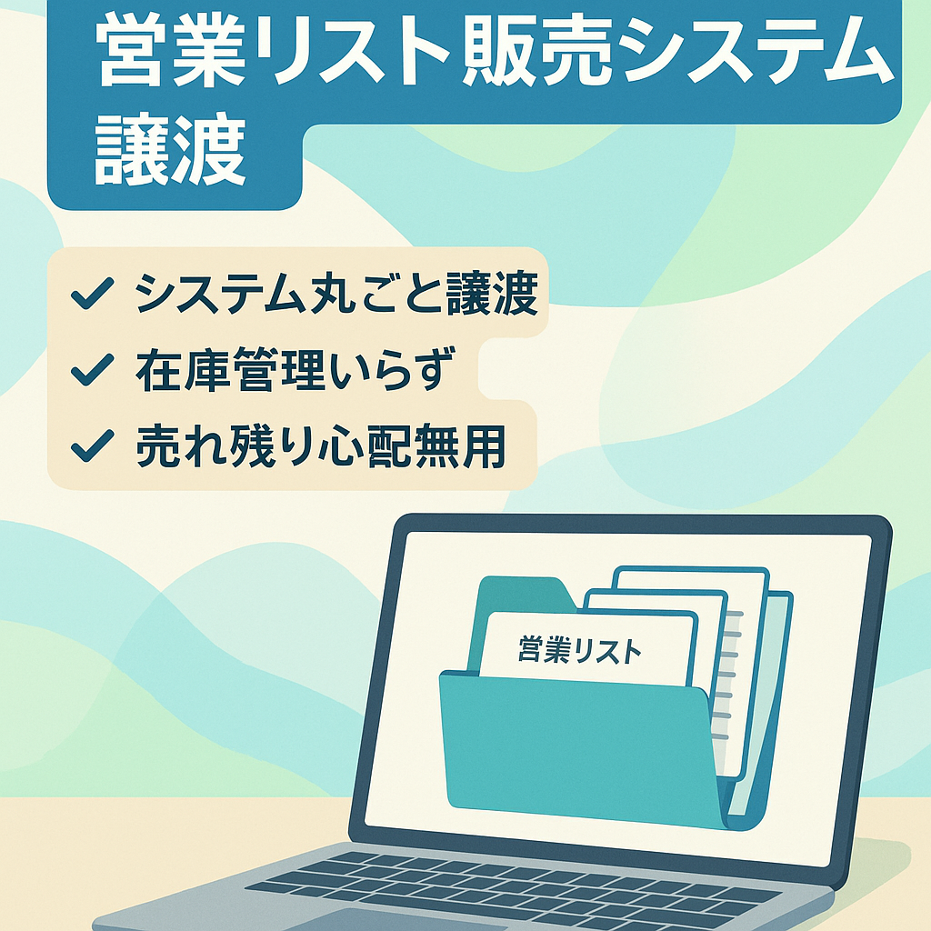 【コンテンツ販売サイト】オンライン営業リストの販売システムの譲渡