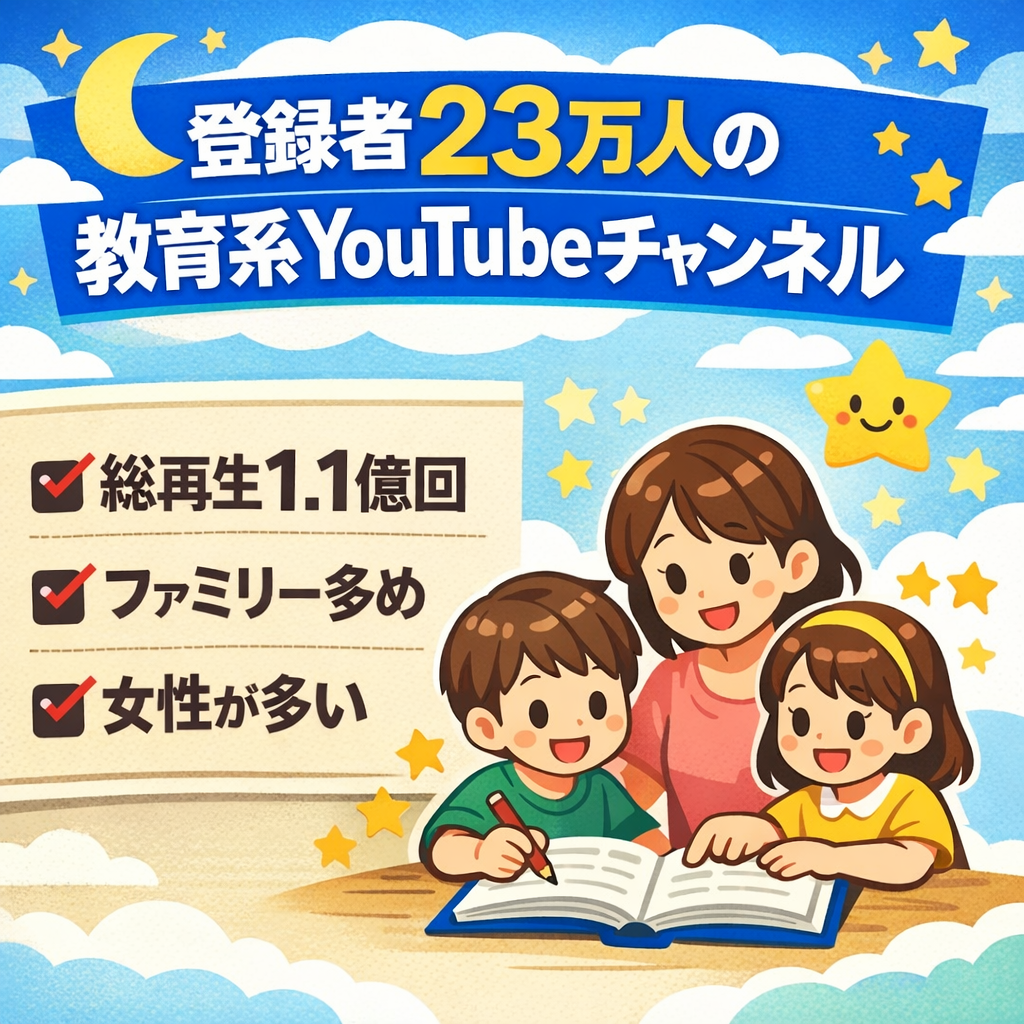 【登録者数23万人】Youtube総再生数1億1千万再生チャンネル（教育系・子供向け）