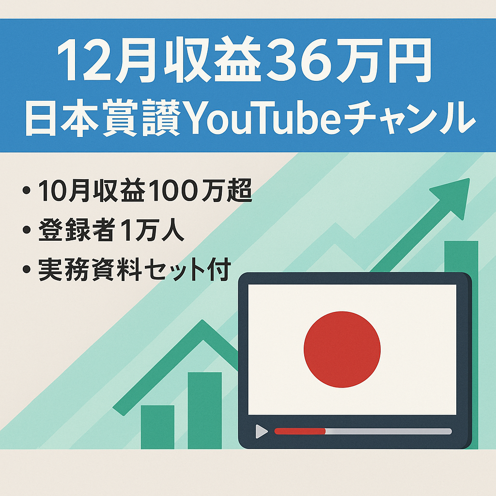 【12月収益36万円】登録者1万人以上の日本賞賛系YouTubeチャンネル