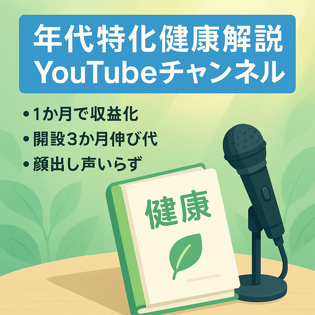 【収益化済み登録者1200人以上】年代特化の健康のゆっくり解説チャンネル（完全外注でOK！！）