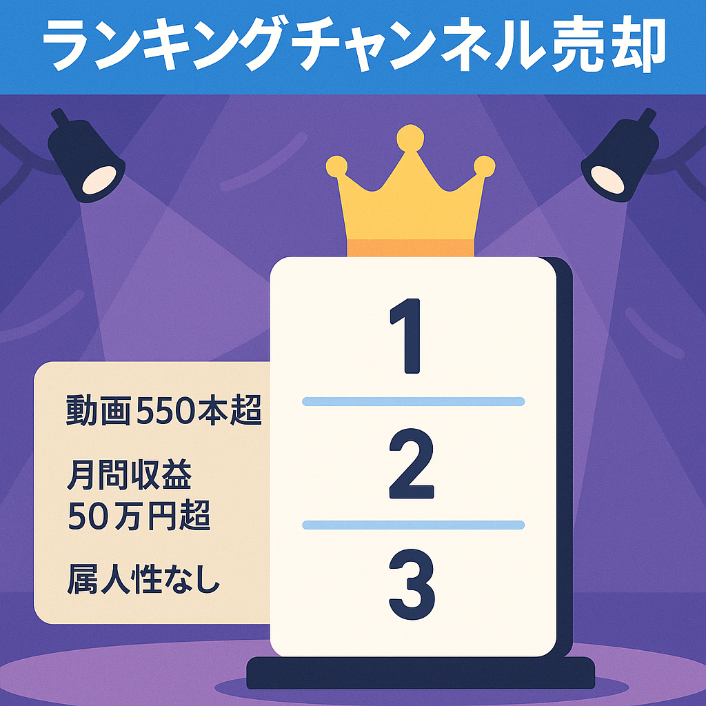 【登録者4.1万人｜最高収益80万円｜属人性なし】エンタメや芸能に特化したランキングチャンネル【スピード重視の売却|即決大幅値下げ】