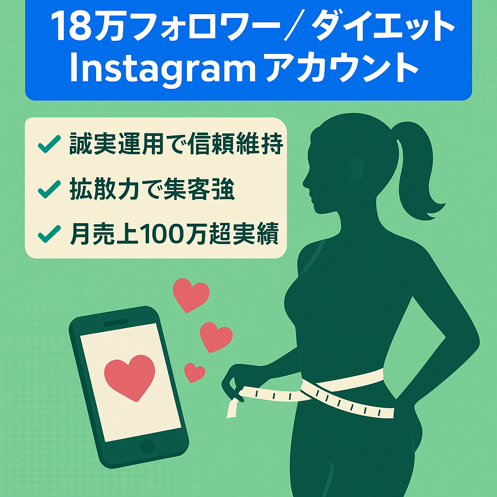誠実運用・価格交渉可能【18万人】ダイエット系Instagramリポストアカウント
