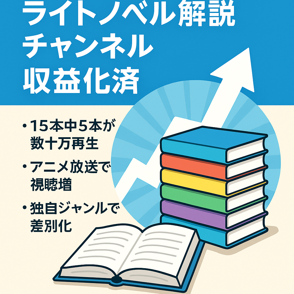 【価格交渉可・早い者勝ち】ライトノベル解説チャンネル【収益化済み・成長見込みあり】