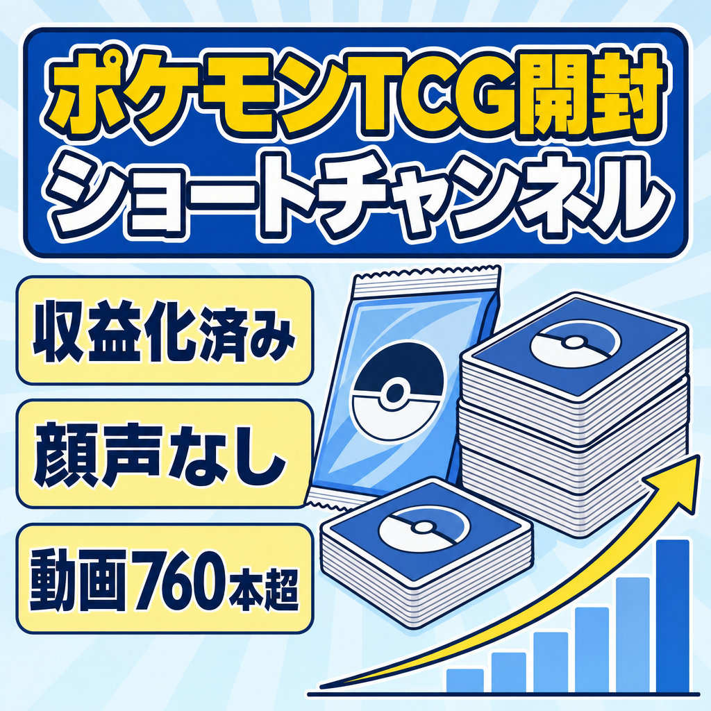 【収益化済・属人性なし】ポケモンTCGポケット開封ショートチャンネル｜登録者約9,000人・動画760本以上
